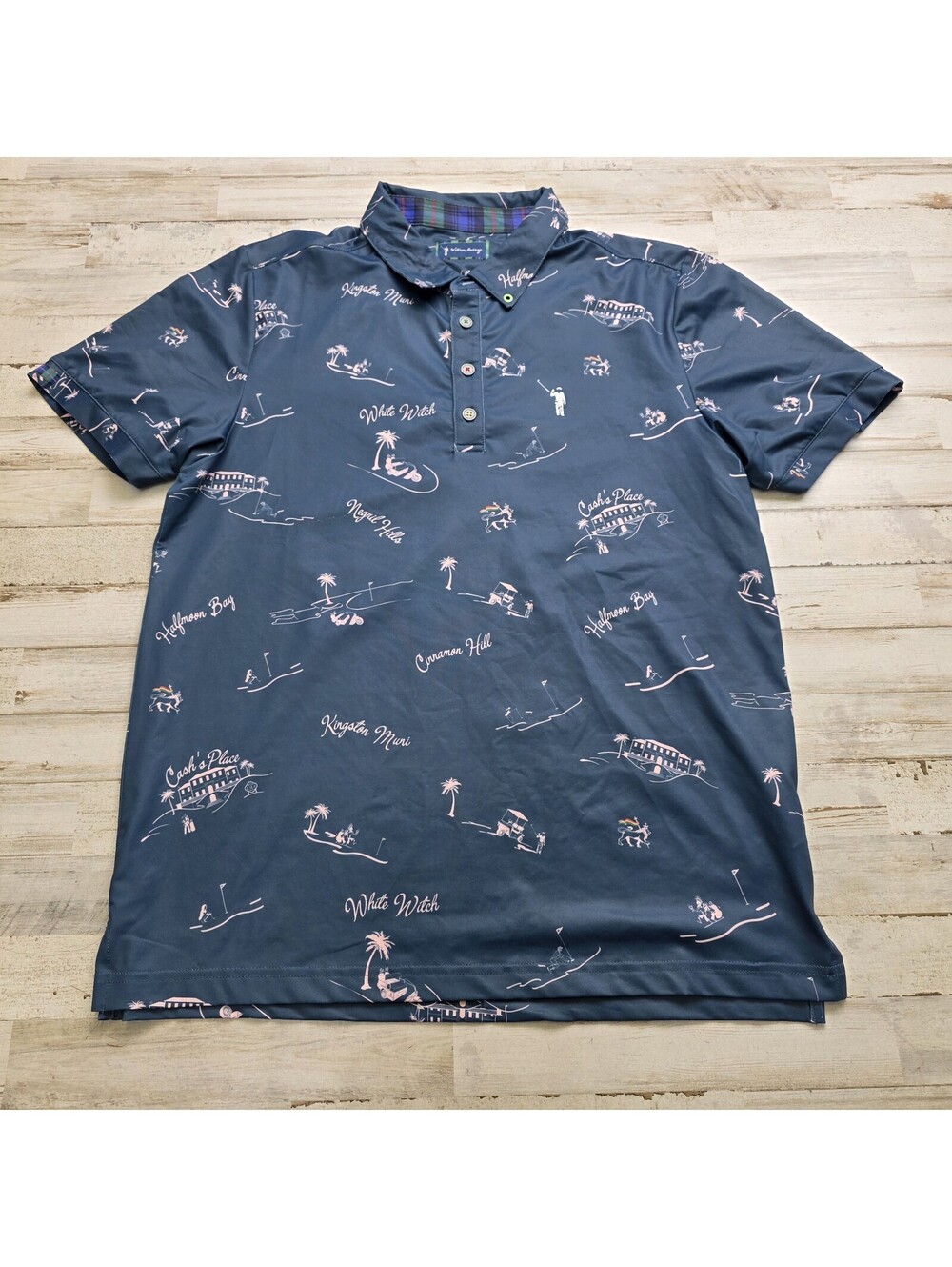 William Murray Shirt Mens MED Blue Jamaican Me Drink Performance Polo Golf